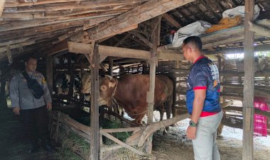 Bhabinkamtibmas-Kebonagung-Tinjau-Kandang-Sapi-Warga,-Dukung-Ketahanan-Pangan-Mandiri